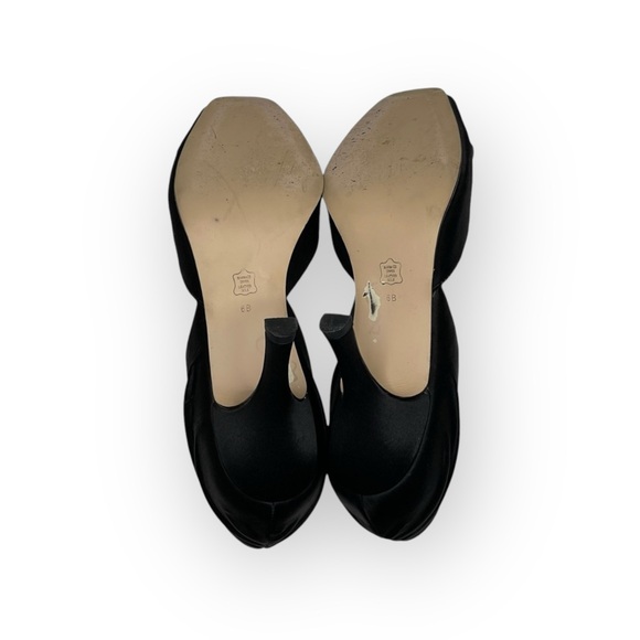 White House Black Market WHBM ❁ Satin Knot Peep Toe D’Orsay Heels ❁ Black ❁ 6B ❁ - Picture 12 of 16